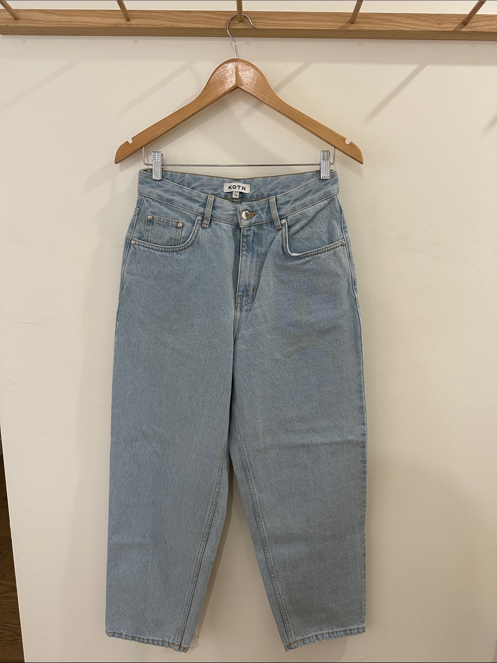 KOTN Pale Blue Barrel Leg High-Waist Jeans